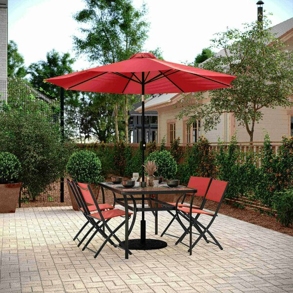 Flash Furniture Brazos Folding Chairs w/Red Flex Comfort Material Backs and Seats and Black Metal Frames, 4PK 4-TLH-SC-097-RED-02-GG